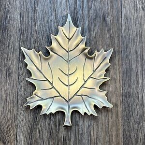 Fall Decor Leaf Tray Metal Like Brass